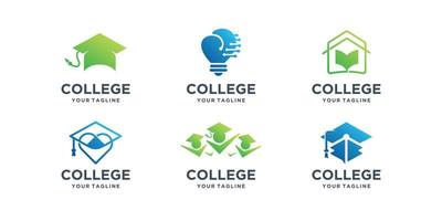 conjunto de inspiración para el logo de la universidad. logotipo de educación, toga, color degradado, logotipo de posgrado de colección. vector