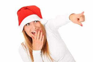 Woman with Santa hat for Christmas photo