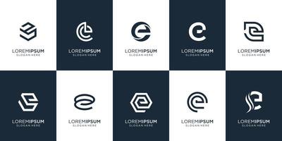 set of creative monogram e design template. premium vector