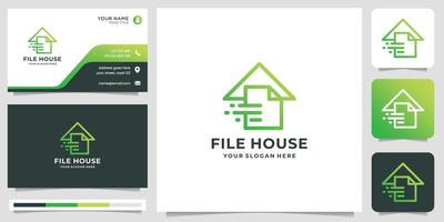 logotipo de archivo mínimo combinado con plantilla de diseño de casa creativa. diseño de logotipo y tarjeta de visita vector