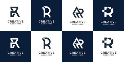 conjunto de diseño minimalista del logotipo creativo r. concepto abstracto logotipo inicial r para su empresa comercial. vector