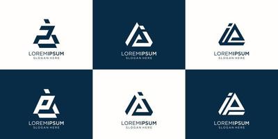 conjunto de letra p inicial y espacio triangular i inicial. icono para empresa, edificio, consultoría, moderno. vector premium