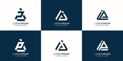 set of lettermark  initial p and initial i triangle space. icon for business company,building,consulting,modern. premium vector