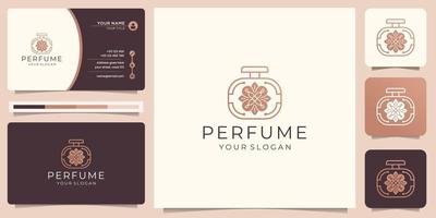 diseño de lujo para plantilla de logotipo de perfume. logo para salón, belleza, cuidado de la piel, con tarjeta de visita. vector