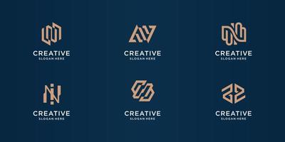 set of creative monogram letter n abstract design template. collection logotype initial n abstract. vector