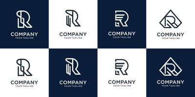 Collection initial R logo icon set design for business of consulting, identity, technology. vector