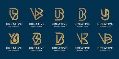 conjunto de plantilla de diseño de letra v y letra b de monograma creativo. diseño corporativo inicial de la colección. vector