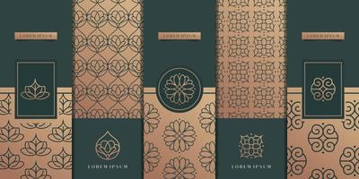 Collection of design elements,labels,icon,frames, for logo,packaging,design of luxury products. luxury golden packaging design flower,nature,pattern,minimalist design for packaging inspiration. vector