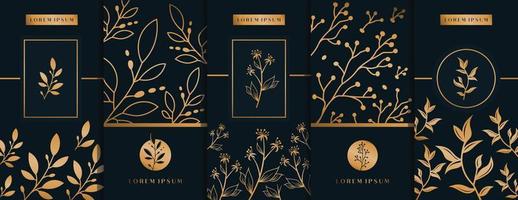 Collection of design elements,labels,icon,frames, for logo,packaging,design of luxury products.for perfume,soap,wine, lotion.Made with Isolated on black background.vector illustration