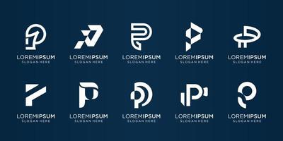 Set of creative initial P logo template. icons for business of company, inspiration, elegant, corporate, identity. Premium Vector