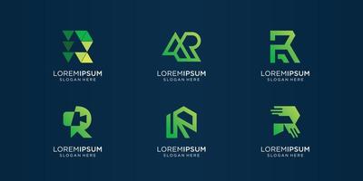 Abstract collection initials R logo template icons for business of technology, fashion, identity. vector