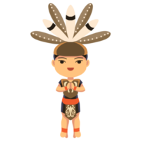 cute character of a Dayak boy png