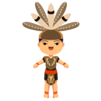 cute character of a Dayak boy png