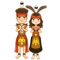 cute characters wearing clothes from Central Kalimantan png