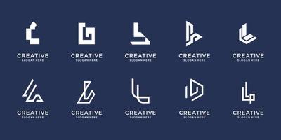 Set of abstract initial letter L logo design template. icons for business of luxury, elegant, simple. Premium Vector