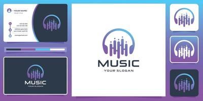 modern music logo with equalizer tone design and business card. creative music,music player element. vector