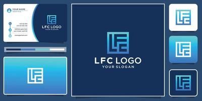creative initial letter L, F and C logo in square shape concept. logo and business card inspiration. vector