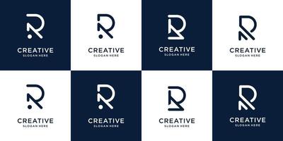 set of creative r logo minimalist design. abstract concept initial r logo for your business company. vector