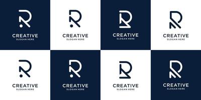 conjunto de diseño minimalista del logotipo creativo r. concepto abstracto logotipo inicial r para su empresa comercial. vector