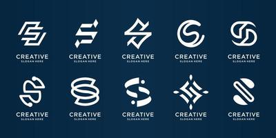 set of creative monogram S design template. monogram letter S,abstract, line,simple. symbol for business company. premium vector
