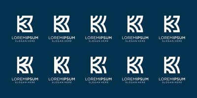 colección de diseño de logotipo monograma k. estilo de línea de diseño de letra k. vector premium