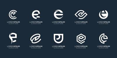 icon set e logo design vector