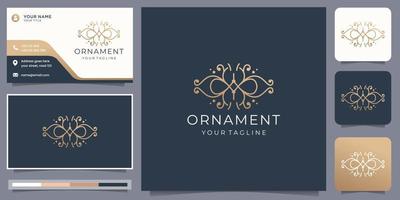 minimalist ornament logo concept line art style and business card design layout inspiration template vector