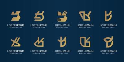 colección de plantilla de letra b abstracta. color dorado, paquete de monogramas, símbolo corporativo premium. vector