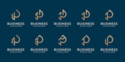 set of r logo inspiration. logotype for business consulting,finance company,linear style,gold color. vector