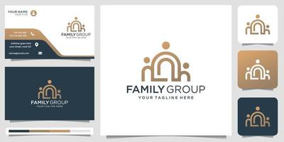 inspiración del logo del grupo familiar. logotipo de grupo social, diseño de personas de la comunidad con plantilla de tarjeta de visita vector