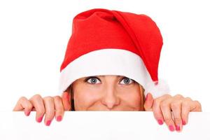 Woman with Santa hat for Christmas photo