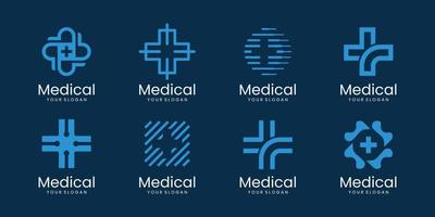 diseño de cruz de logotipo médico. vector