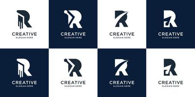 Set of monogram initial letter r logo template. icons for business of fashion,consulting,technology. vector