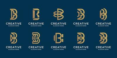 set of gold logo initial letter b design.icon for business of company, technology, digital, elegant. vector