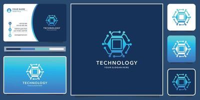 blockchain network technology logo design inspirations with modern color and business card template. vector