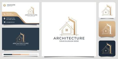 Set logo architecture line concept logo inspiration with business card template branding layout vector