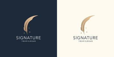 inspiration quill feather logo template. signature quill design vector for business of company name.