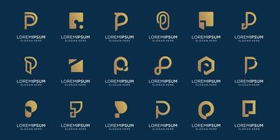 set of letter p gold bundle combination.symbol for business,inspiration,technology,luxury.design template.Premium Vector