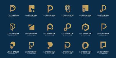 set of letter p gold bundle combination.symbol for business,inspiration,technology,luxury.design template.Premium Vector