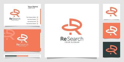 Re Search logo design creative, initials R search design concept template and business card. premium vector