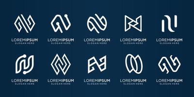 set of creative monogram N vector template. simple for icon business,line art,elegant. premium vector