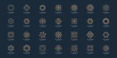 set of abstract flower minimalist line beauty..logo for luxury beauty salon,line art, fashion, skin care, cosmetic, yoga, balance and spa products logo templates.Premium Vector