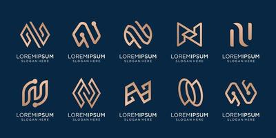 set of creative monogram N vector template.for icon business,line art,elegant. premium vector