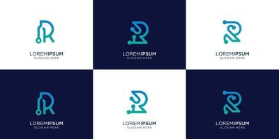 Set of monogram initial letter r logo template. icons for business of fashion,consulting,technology. vector