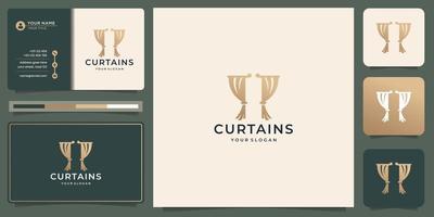 plantilla de diseño de logotipo premium de cortinas de circo con color dorado de lujo e inspiración para tarjetas de visita. vector