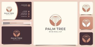 creative of abstract palm logo design with circle concept, minimalist line art, and business card. vector