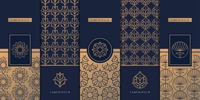 Collection of design elements,labels,icon,frames, for packaging,design of luxury products.Made with golden foil.Isolated vertical card on dark and gold background. vector illustration