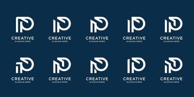 conjunto de plantilla de logotipo p inicial creativa. iconos para negocios de empresa, inspiración, elegante, corporativo, identidad. vector premium