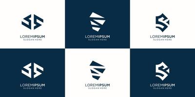 Set of abstract initial letter S logo in black and white template. icons for business of luxury, elegant, simple. Premium Vector