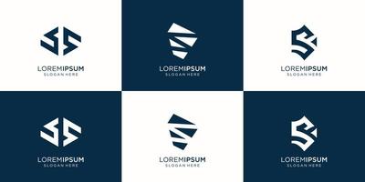 conjunto de logotipo de letra inicial abstracta s en plantilla en blanco y negro. iconos para negocios de lujo, elegantes, simples. vector premium